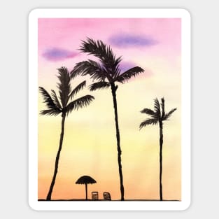 Palm Trees with yellow and pink sunset Sticker